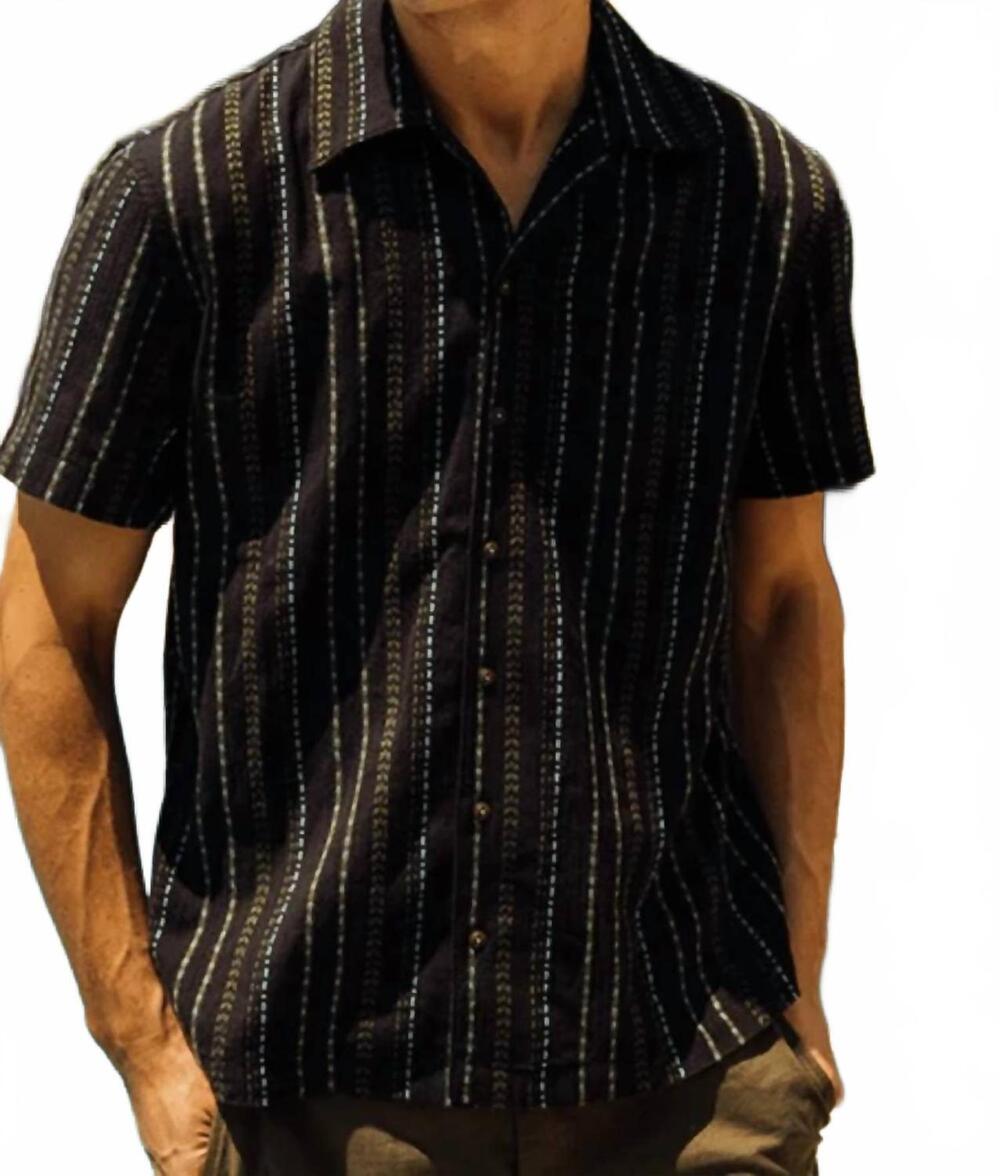 NEW HIROSHI KATO wrench gauze dobby stripe shirt in black